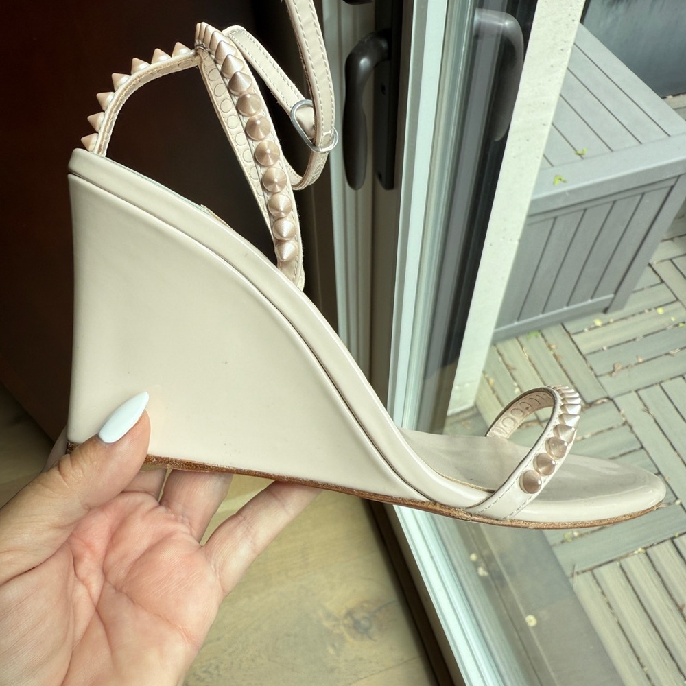 Christian Louboutin Pink Wedge Slingbacks - Picture 8 of 10